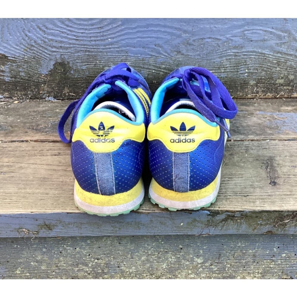 Adidas Originals V-Jog Blue Yellow Retro Sneakers 675001 - Picture 4 of 8